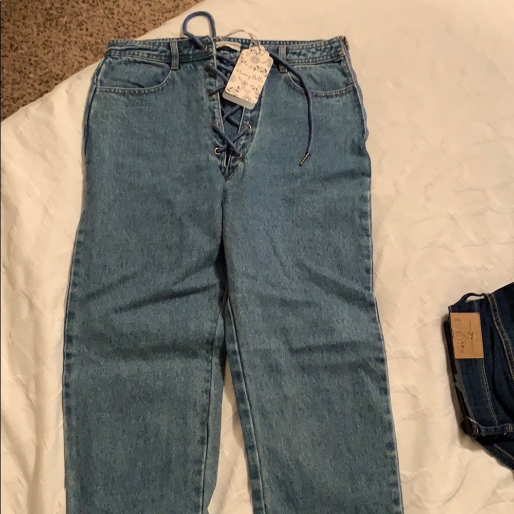 Lace up Mom jeans